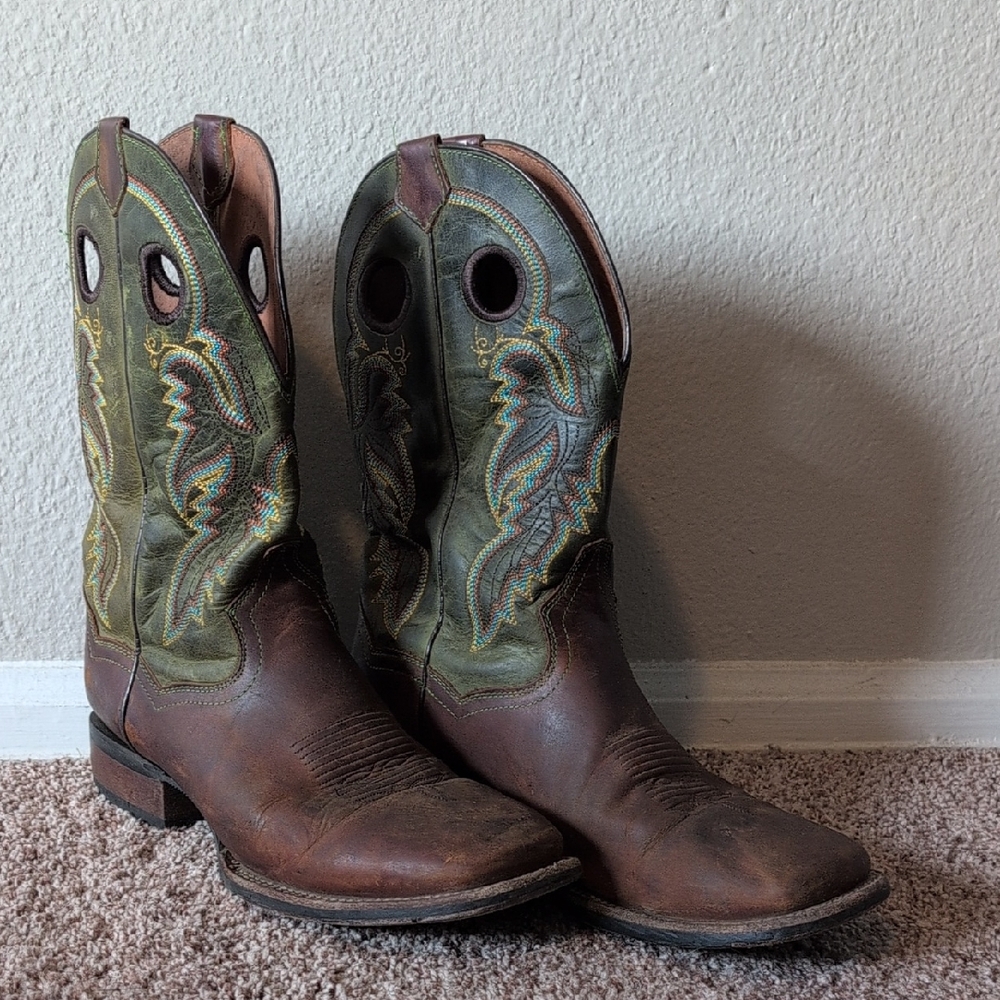 Dan Post Brown and Green Cowboy Boots